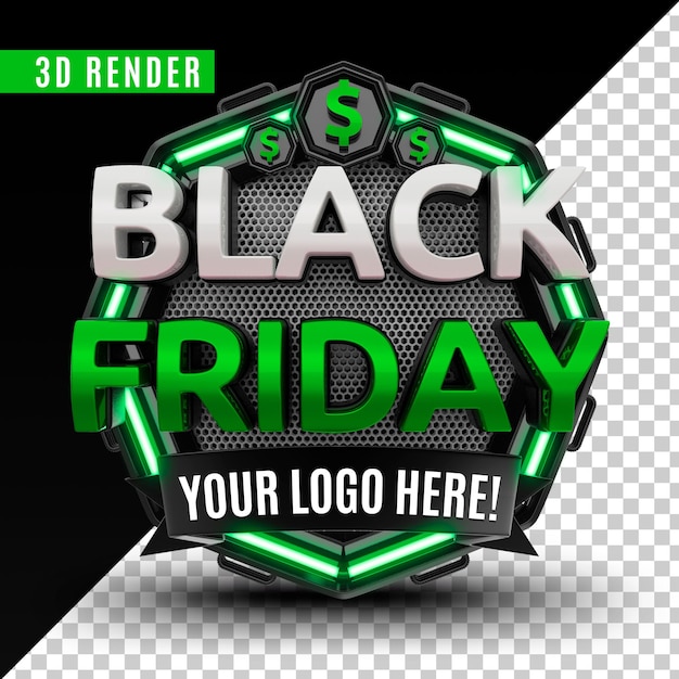 logo de rendu 3d vendredi noir premium psd