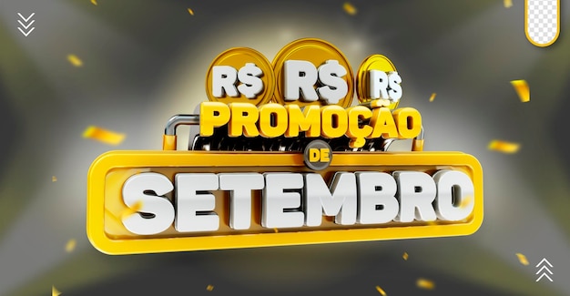 Logo representación 3d promoción del mes ofertas de supermercados para redes sociales en brasil