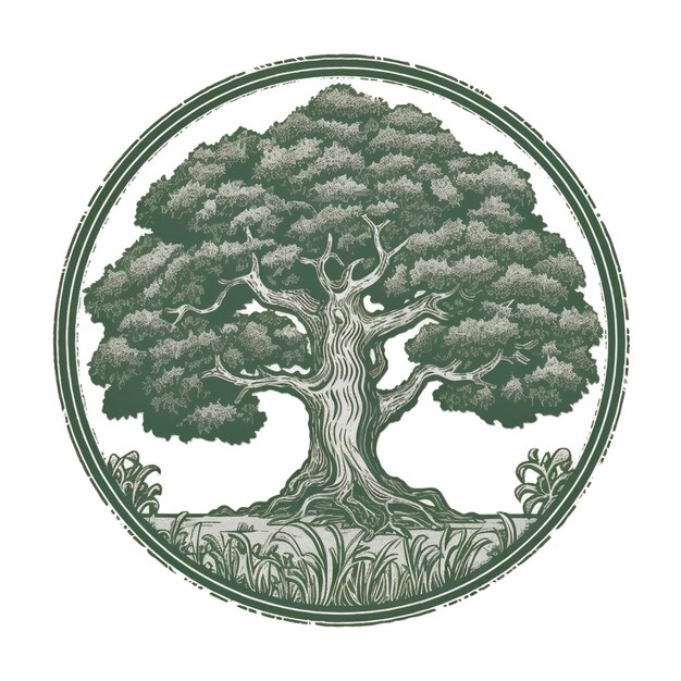 PSD logo rond d'arbre stylisé sur le fond transparent créé avec l'ia générative