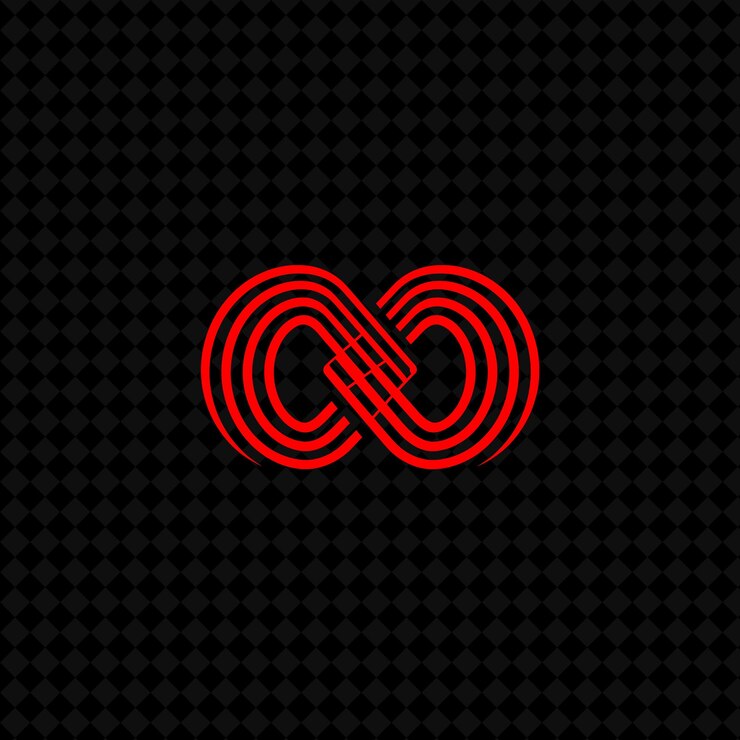 PSD le logo rouge sur fond noir avec un symbole incurvé rouge