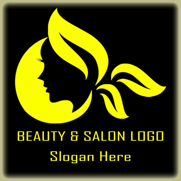 PSD un logo de salon de beauté et de beauté est affiché sur un fond noir