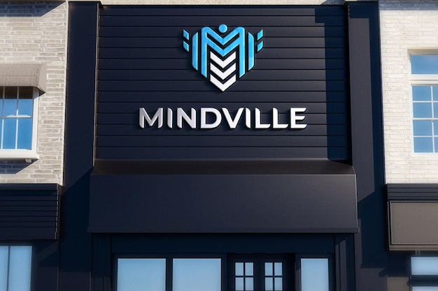 PSD logo shop sign mockup black store realistic 3d