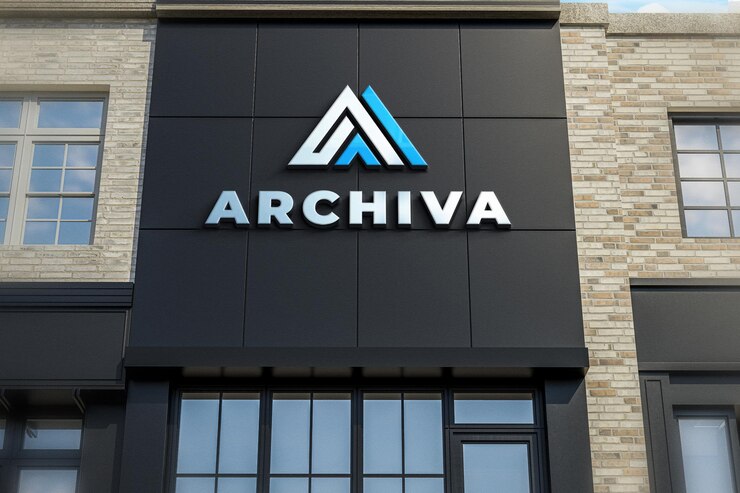 Logo Shop Sign Mockup Preto Loja Realista 3D