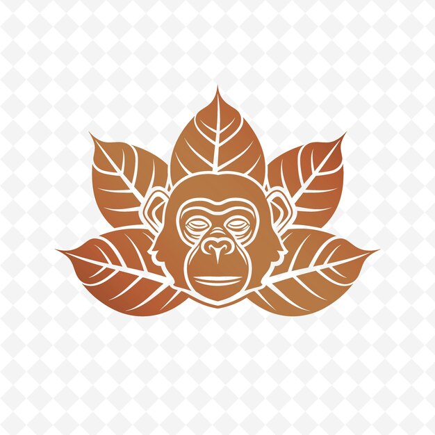 PSD le logo d'un singe avec des feuilles en arrière-plan