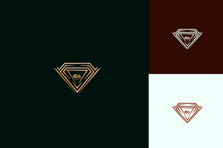 PSD logo sofisticado com texto logotipo do 45o emblema com um vetor de diamante coleções de design abstrato