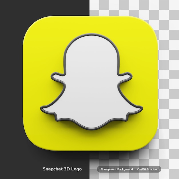 Logo de style 3d des applications Snapchat dans l'atout d'icône d'insigne de coin rond isolé