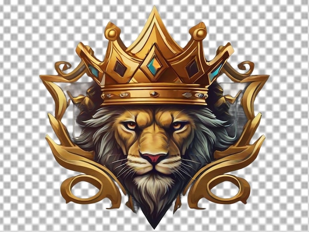 PSD logo à tête de lion sur fond transparent