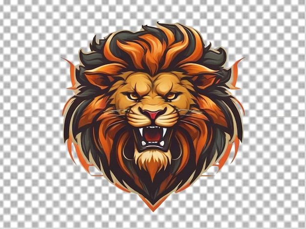 PSD logo à tête de lion sur fond transparent