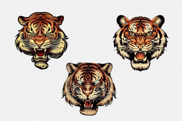 PSD logo tête de tigre de style japonais