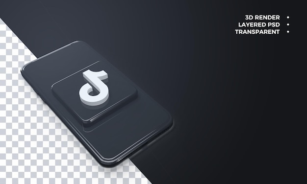 Logo tiktok 3D sur le dessus du rendu de smartphone