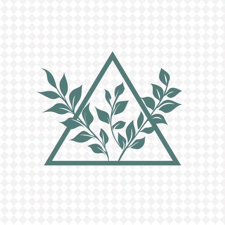 PSD logo triangle de lierre minimaliste avec des angles décoratifs et des conceptions vectorielles de plantes créatives de geom