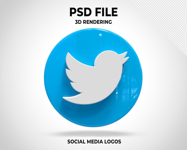 Logo Twitter Réseaux Sociaux 3d