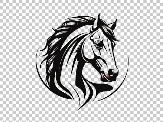 PSD logo universel de cheval noir et blanc parfait pour une marque de mode ou haut de gamme sur fond transparent