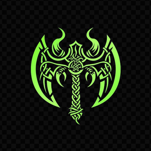 PSD logo vert et noir d'un logo tribal sur un fond noir