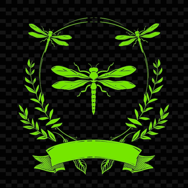PSD logo vert avec un ruban vert avec le mot dragon dessus