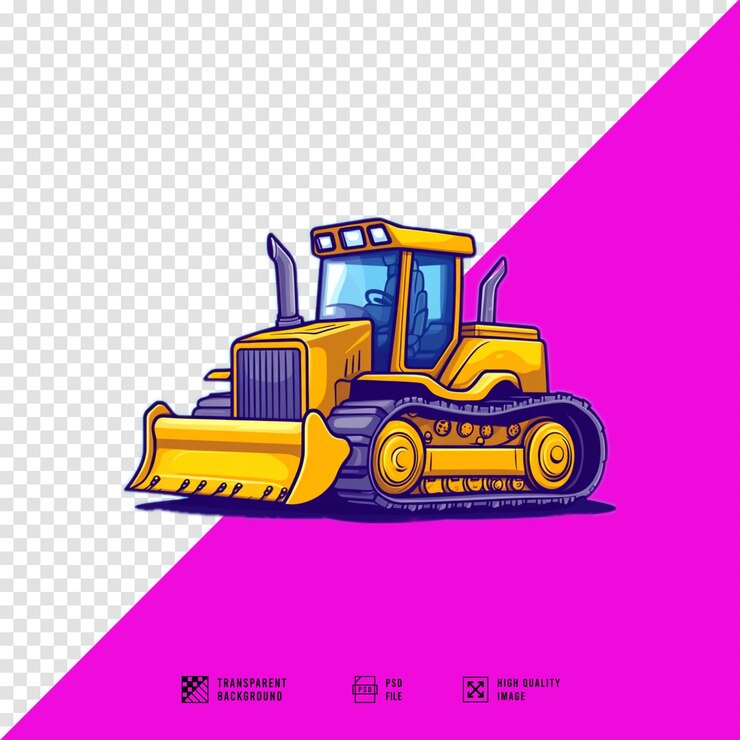 PSD logo vettoriale del bulldozer le caratteristiche del design sono semplici file png trasparenti