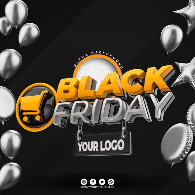 PSD logo de viernes negro 3d para composición