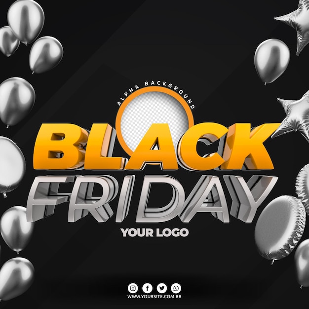 Logo de viernes negro 3d para composición