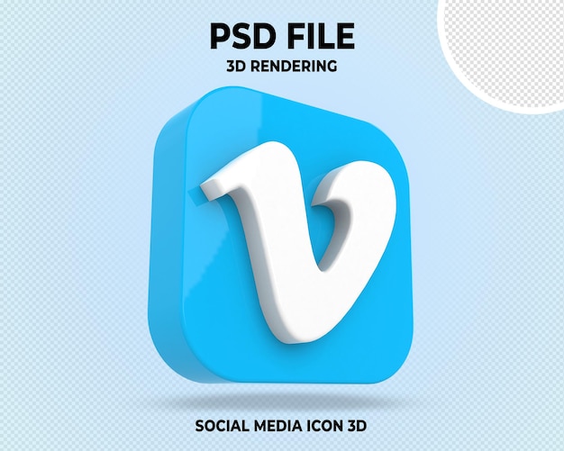 Logo Vimeo 3D Médias Sociaux Transparent