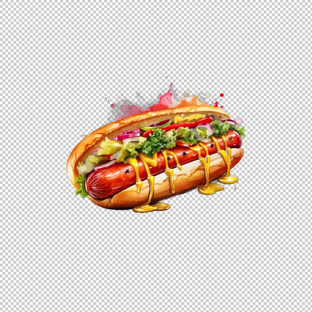 PSD logo watecolor hot dog isolé à l'arrière-plan iso