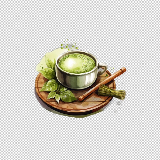 PSD logo watecolor matcha isolé à l'arrière-plan isolé