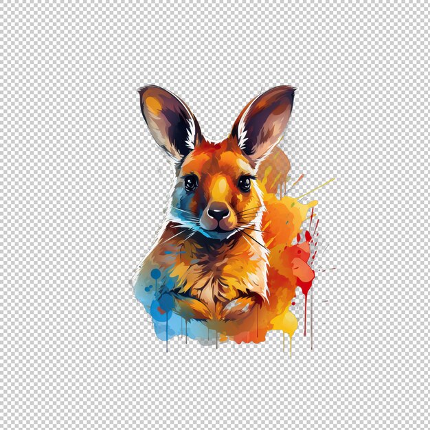 PSD logo watecolor wallaby isolé à l'arrière-plan iso