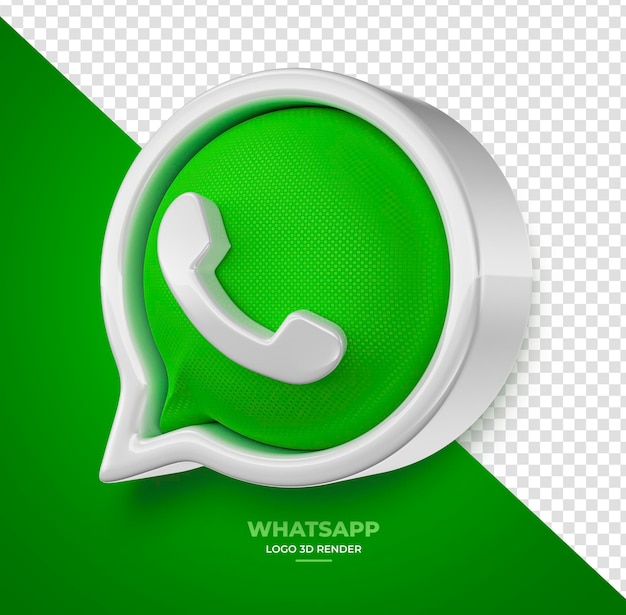 Le logo de WhatsApp en 3D avec un fond transparent