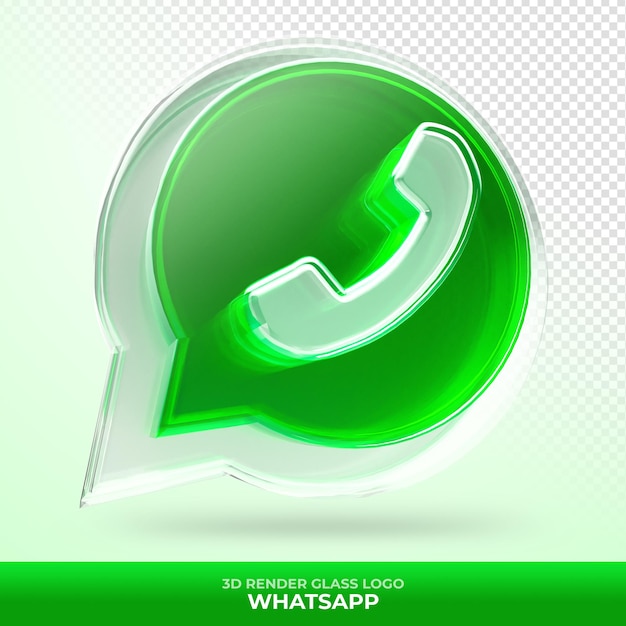 Logo WhatsApp in vetro acrilico con rendering 3d trasparente