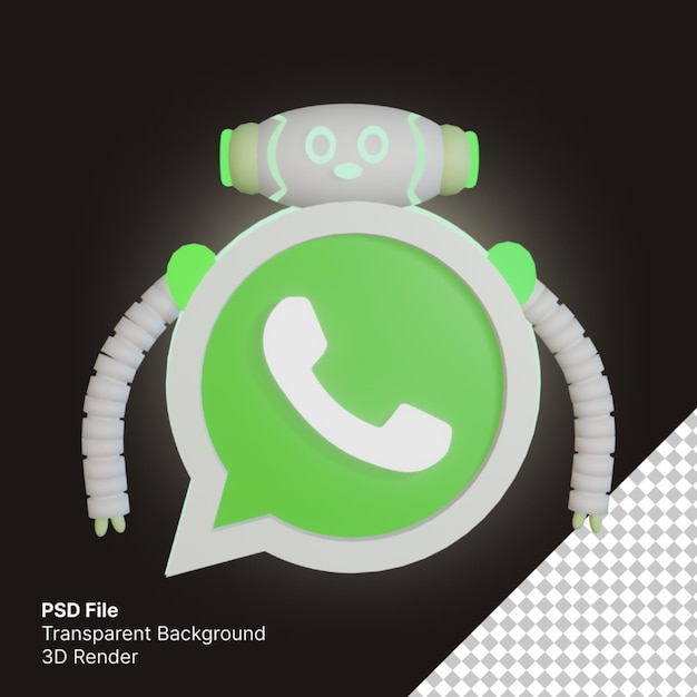 PSD logo whatsapp unique en 3d avec thème robotique