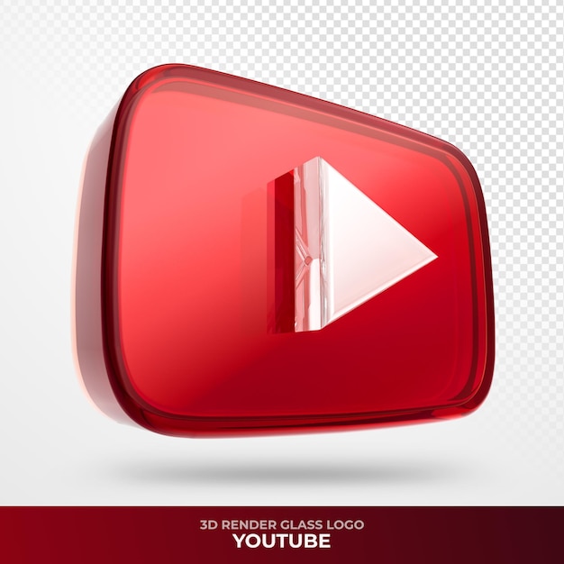 PSD logo youtube glasacryl mit transparentem 3d-render