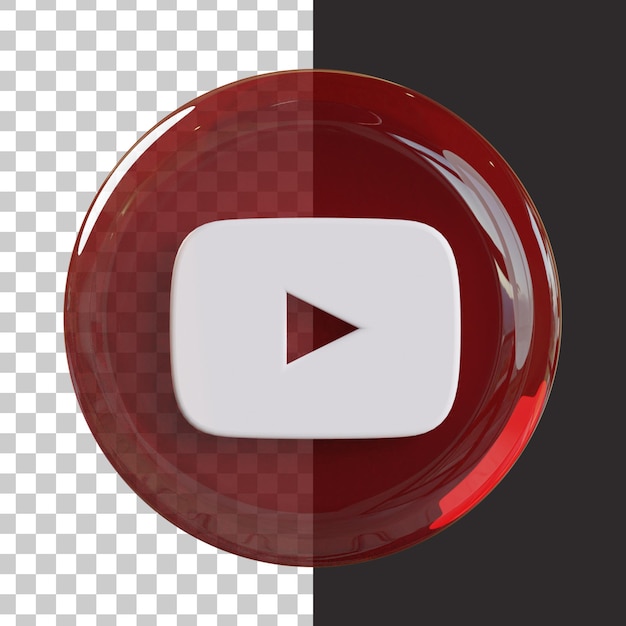 Logo Youtube Rouge Des Médias Sociaux Avec Effet Brillant En Rendu 3d