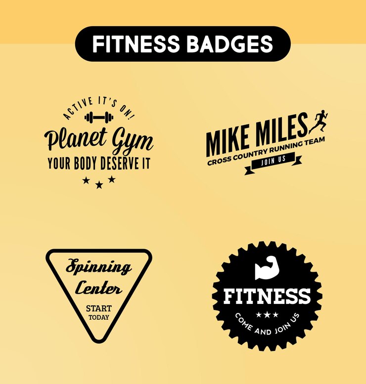 PSD logos modernos de insignias para el club deportivo de fitness y gimnasio