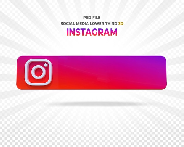 PSD logos de redes sociales de instagram, tercer banner inferior 3d render