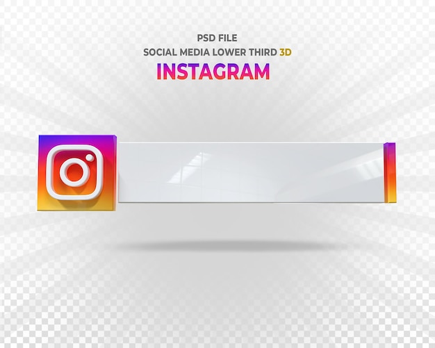 Logos de redes sociales de instagram, tercer banner inferior 3d render
