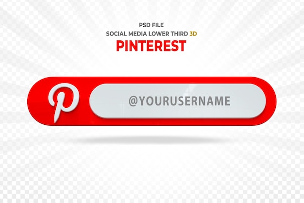 Logos de redes sociales de pinterest estilos de render 3d de banner de tercio inferior