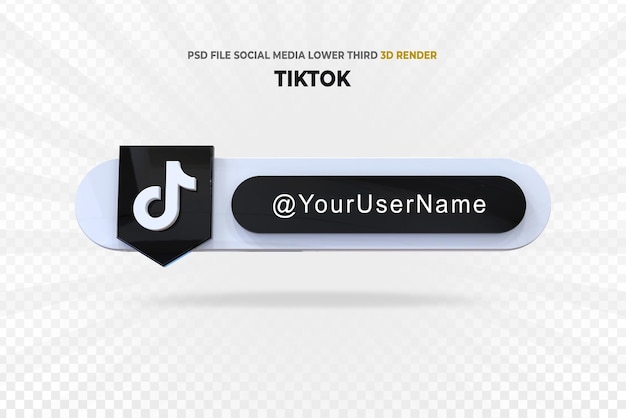 Logos de tiktok en el tercio inferior de las redes sociales render 3d