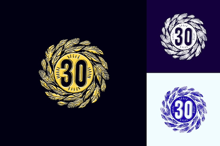 PSD logotipo del 30 aniversario con un 30 estilizado en las colecciones de diseño abstracto de cente vector