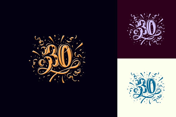 PSD logotipo del 30 aniversario con un diseño lúdico pero sofisticado colecciones de diseño abstracto vectorial