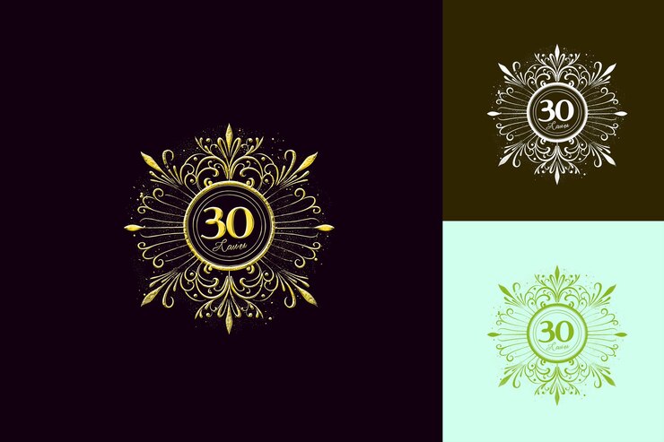 PSD logotipo del 30 aniversario con un diseño de lujo con una colección de diseño abstracto de st vector