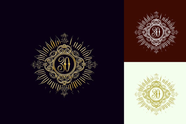 PSD logotipo del 30 aniversario con un diseño de lujo con una colección de diseño abstracto de st vector