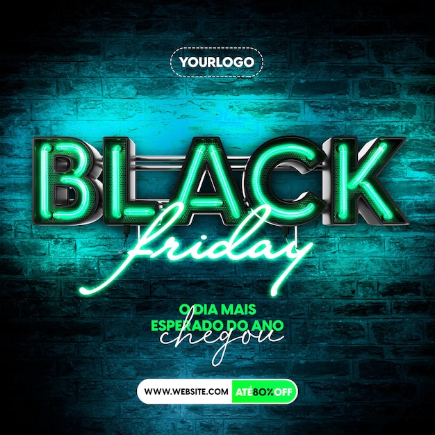 PSD logotipo 3d de black friday para la composición de plantillas de redes sociales para ventas