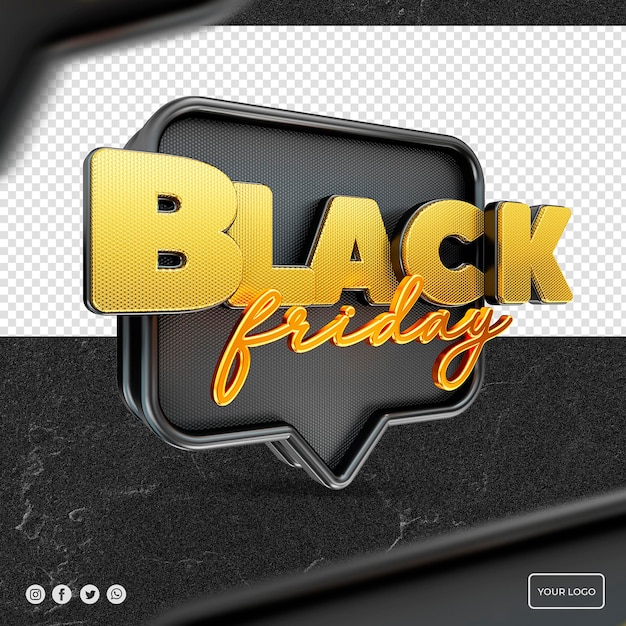 PSD logotipo 3d black friday para mídia social de composição