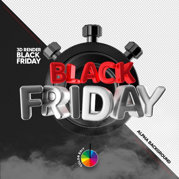 Logotipo 3d de black friday para promoción de productos y composición de ventas