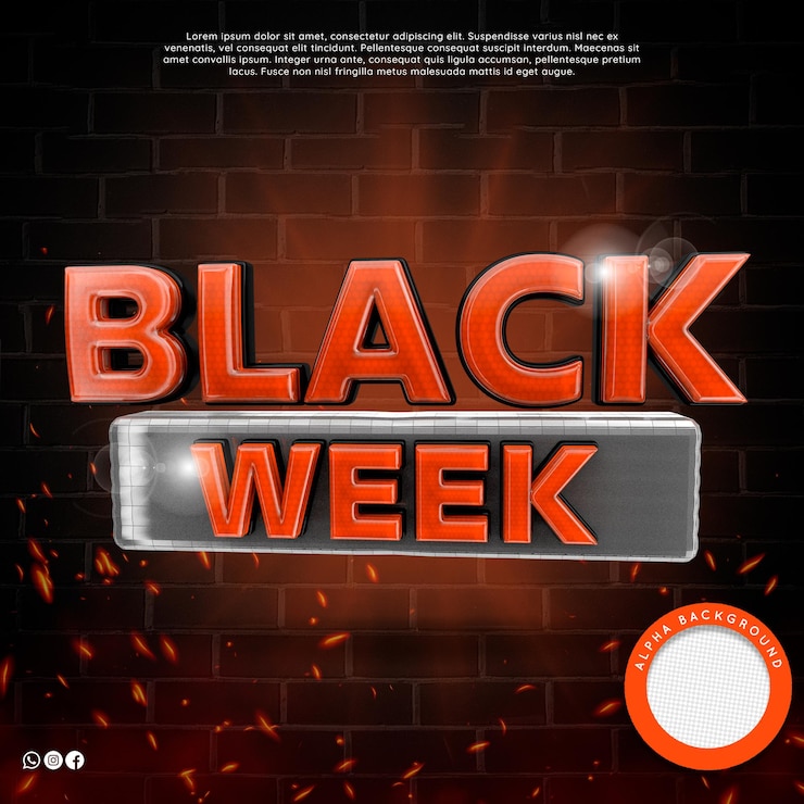 PSD logotipo 3d black week para campaña minorista composición premium
