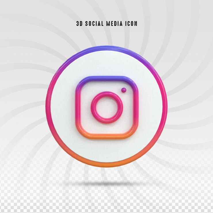 PSD logotipo 3d brilhante colorido do instagram e design de ícone 3d de mídia social