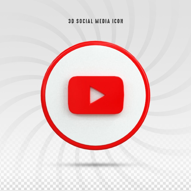 Logotipo 3d brillante colorido de YouTube y diseño de iconos 3d de redes sociales