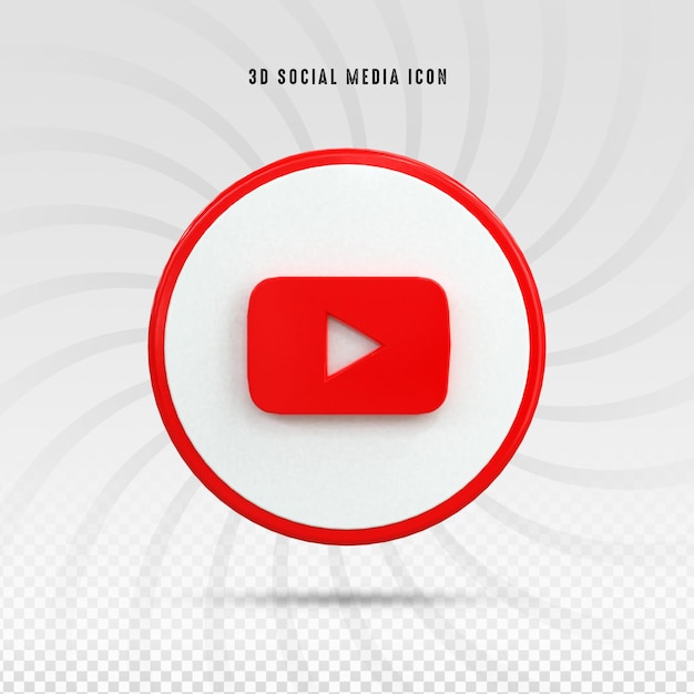 Logotipo 3d brillante colorido de youtube y diseño de iconos 3d de redes sociales