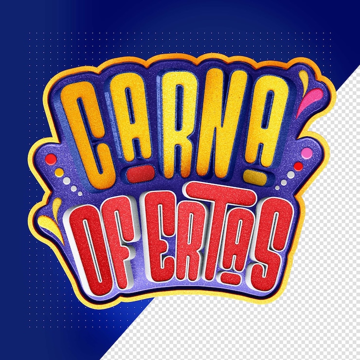 PSD el logotipo 3d de carna folia azul con rojo