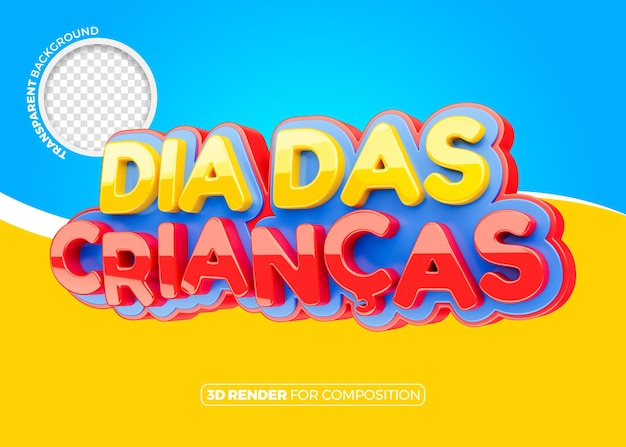 Logotipo 3D comemorando o Dia da Criança no Brasil