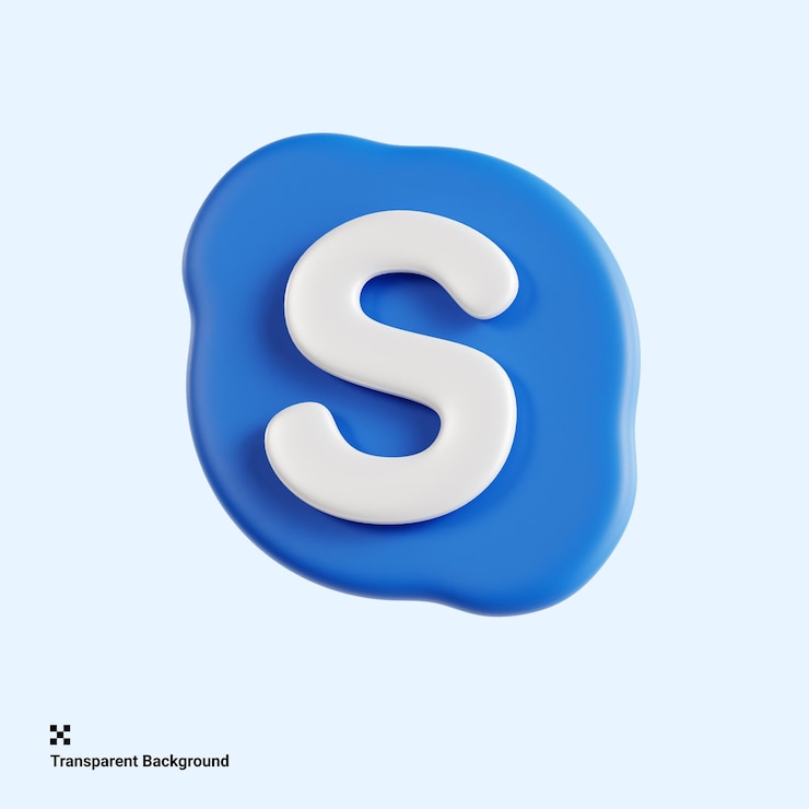 PSD logotipo 3d de las conexiones sin fisuras de skype en todo el mundo